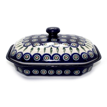 Półmisek  / Zapiek wielokątny z pokrywką Mały II Gatunek dek. 54X Pawie Oko