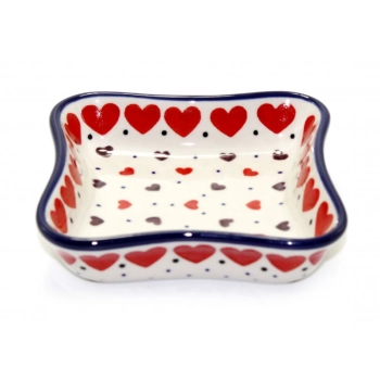Miseczka kwadrat 0,15L dek. 2108X Czerwone Serca