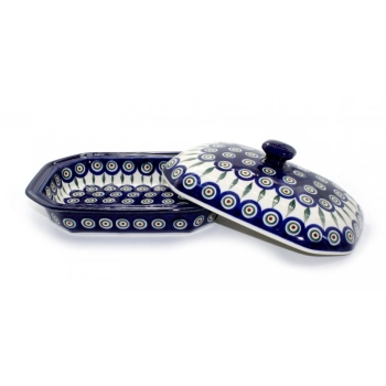 Półmisek  / Zapiek wielokątny z pokrywką II Gatunek dek. 54X Pawie oko