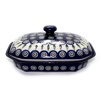 Półmisek  / Zapiek wielokątny z pokrywką II Gatunek dek. 54X Pawie oko