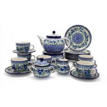 Serwis kawowo herbaciany dla 6 osób dek. 2273X Niebieskie Bratki